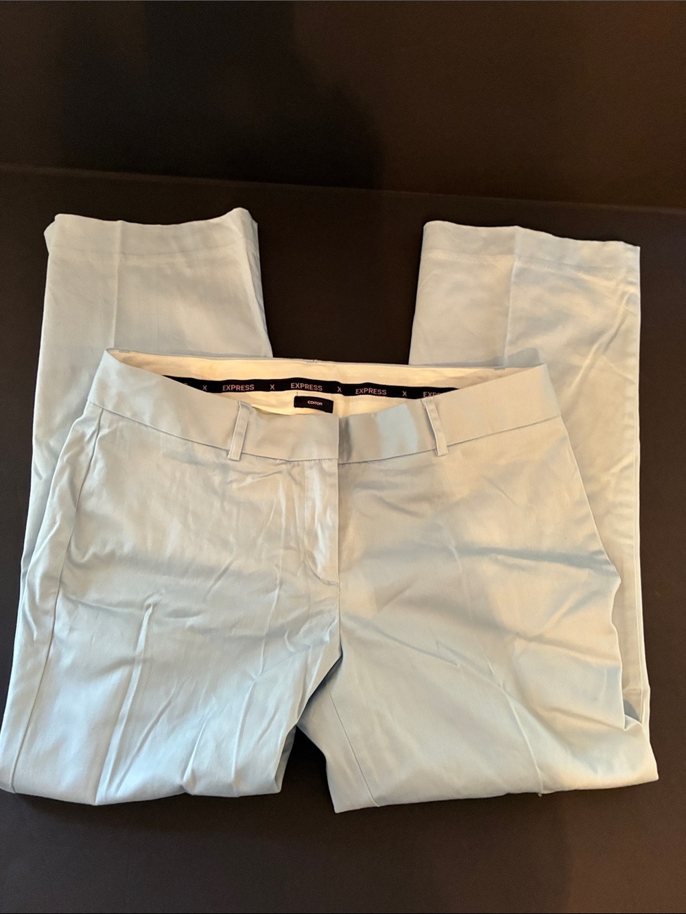 Express Light Blue Cropped Straight-Leg Pants